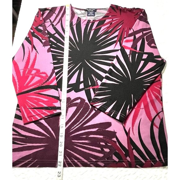 SML Sport Misses Multi-colored Top Shirt 3/4 Sleeve Size P/L (Petite) - Picture 2 of 3